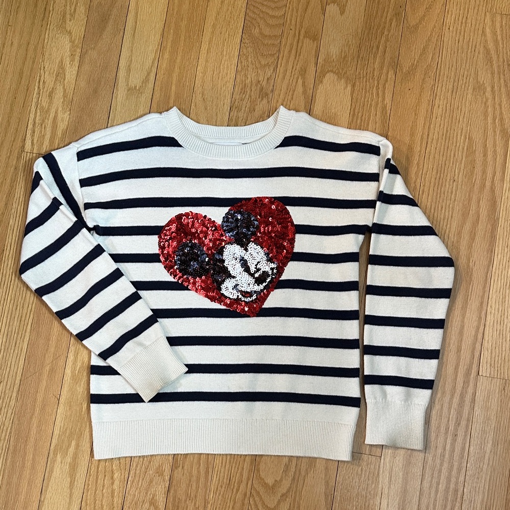GAP Kids Striped Sweater with Red Sequin Heart